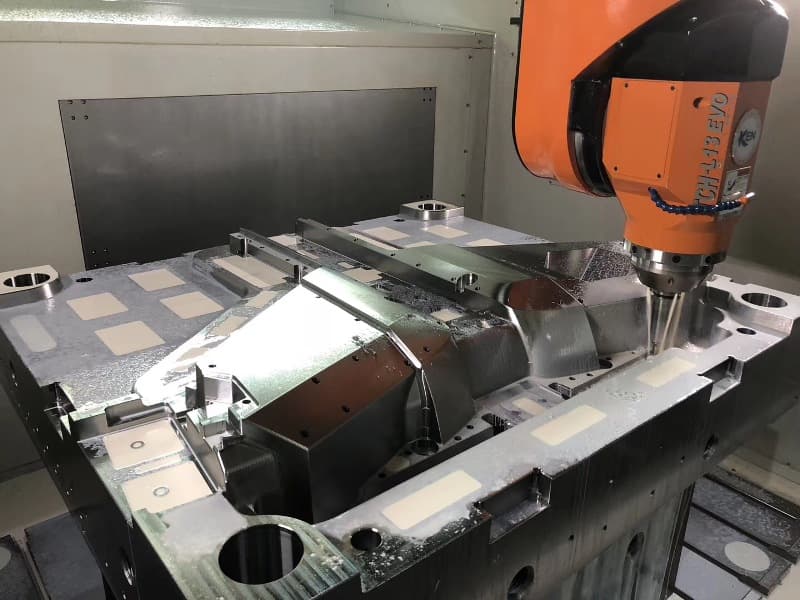 Five-axis machining a large polished injection mold tool